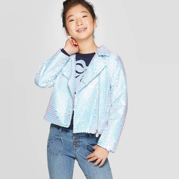 *HOST PICK* NWT frozen 2 blue sequin bomber jacket XL extra large 14/16 - Picture 1 of 4